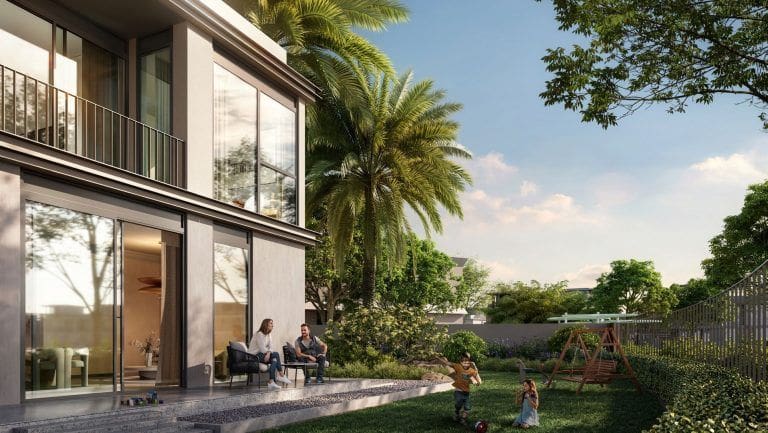 the valley by emaar villa backyard