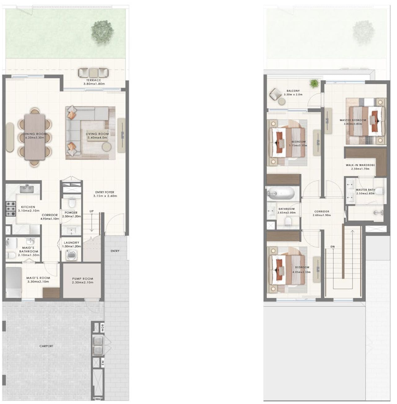 the valley by emaar 3 bedroom townhouse floor plan