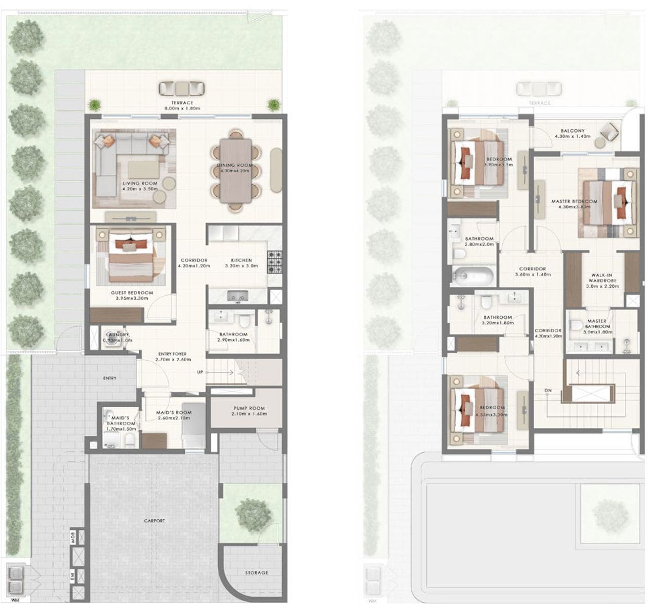 4 bedroom townhouse floor plan in the valley by emaar