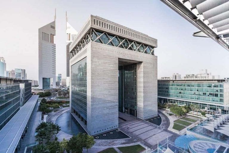 close up of the gate at the dubai international financial centre
