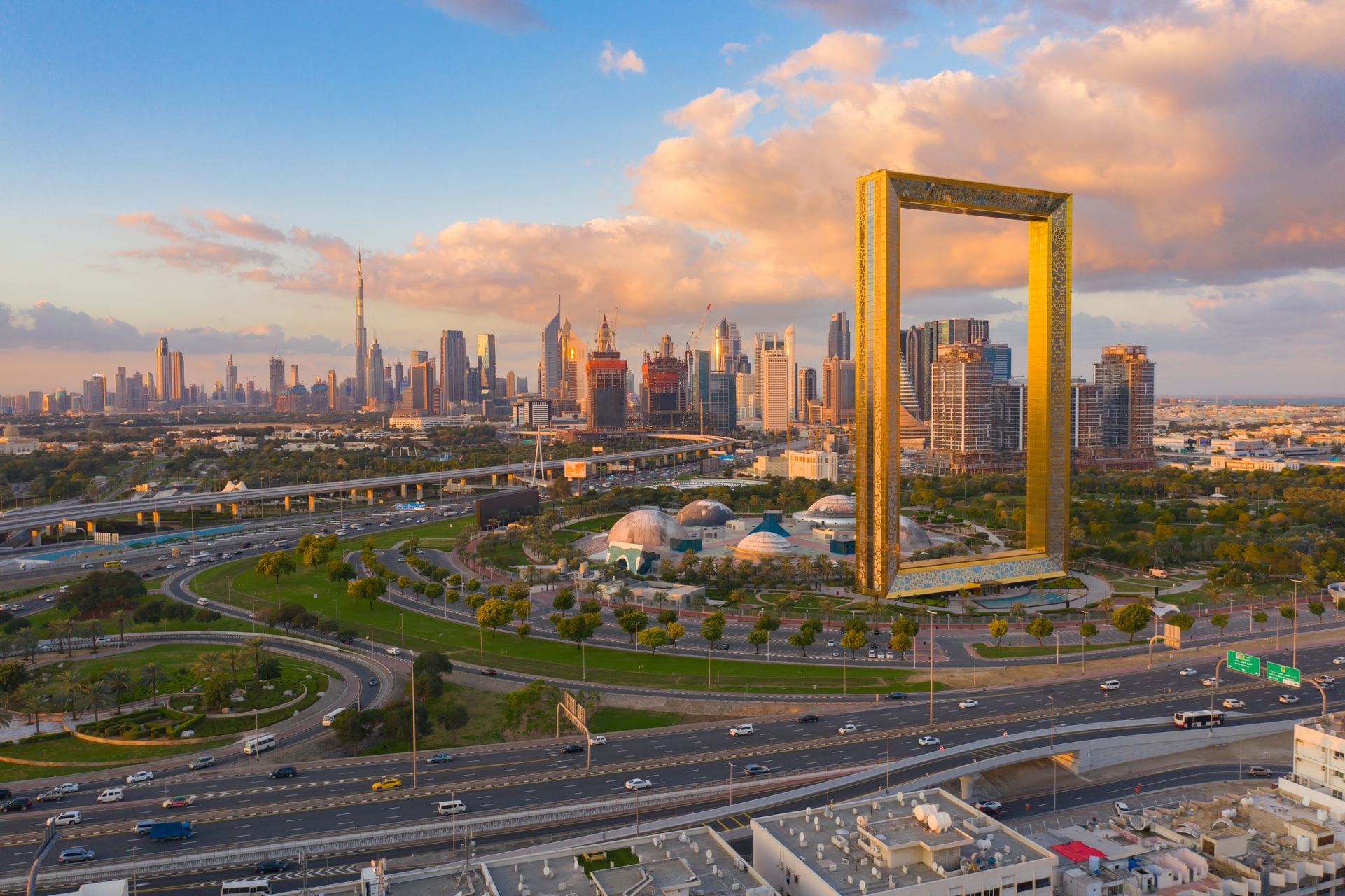 the dubai frame overlooking the city