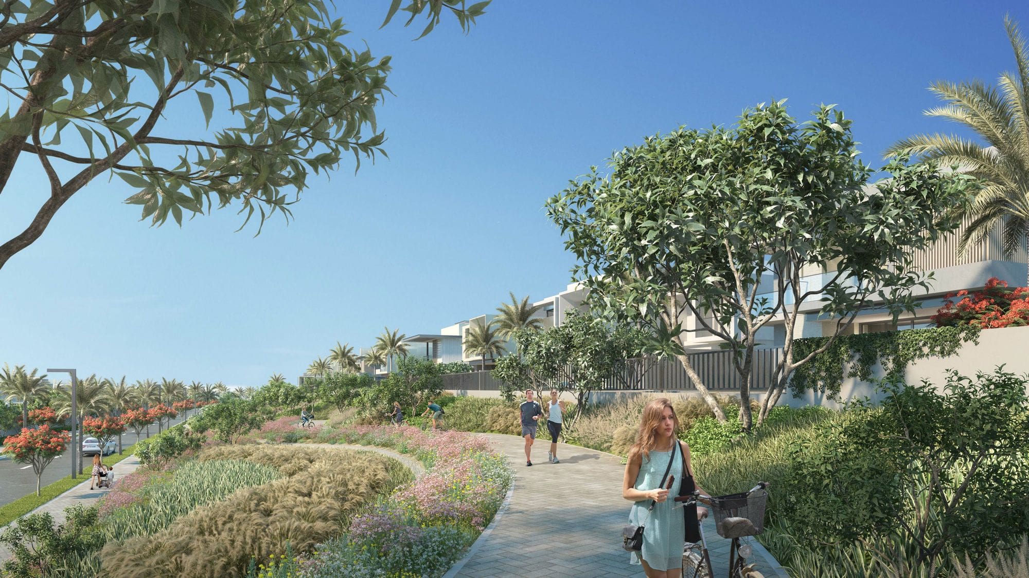cycling and running track around jebel ali village townhouses