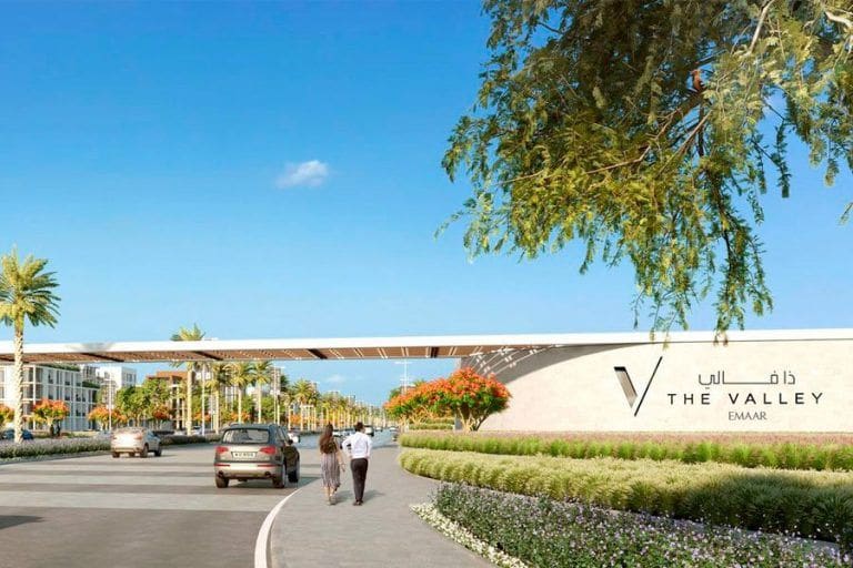 the valley by emaar main gate community entrance