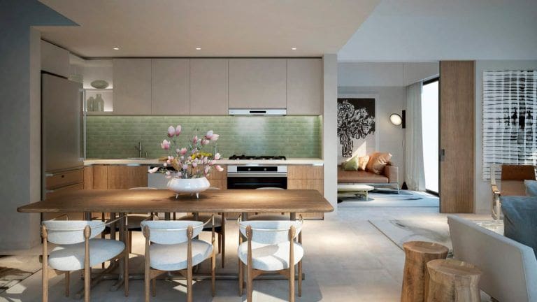 the valley by emaar open kitchen and dining room interior