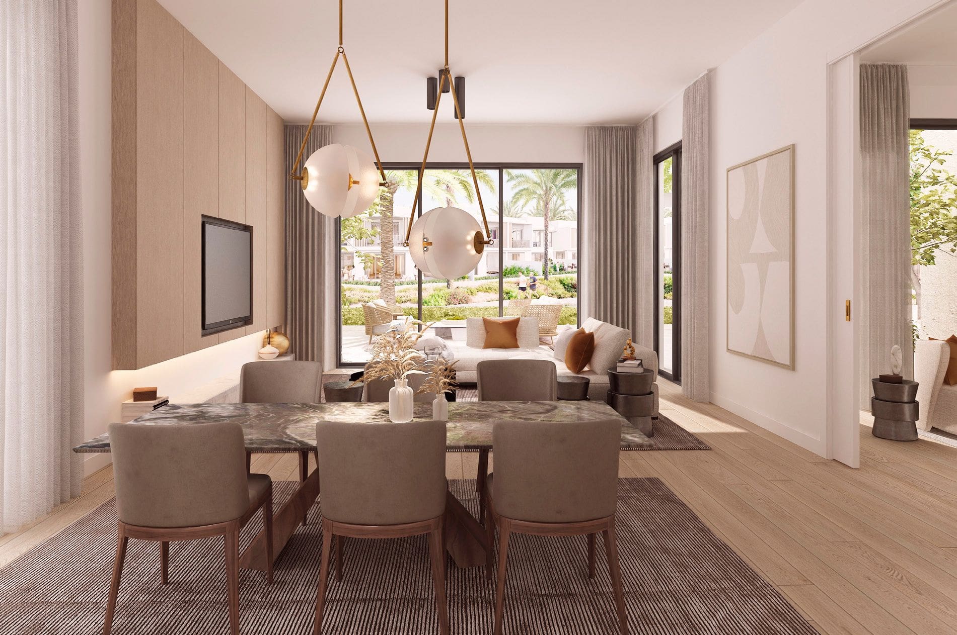 dining room in jebel ali village townhouse