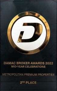 Damac Broker Awards 2022 Mid-Year 2nd Place