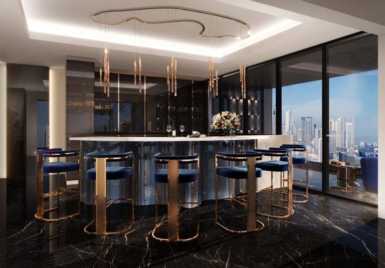 burj binghatti coffee bar interior branded by jacob and co