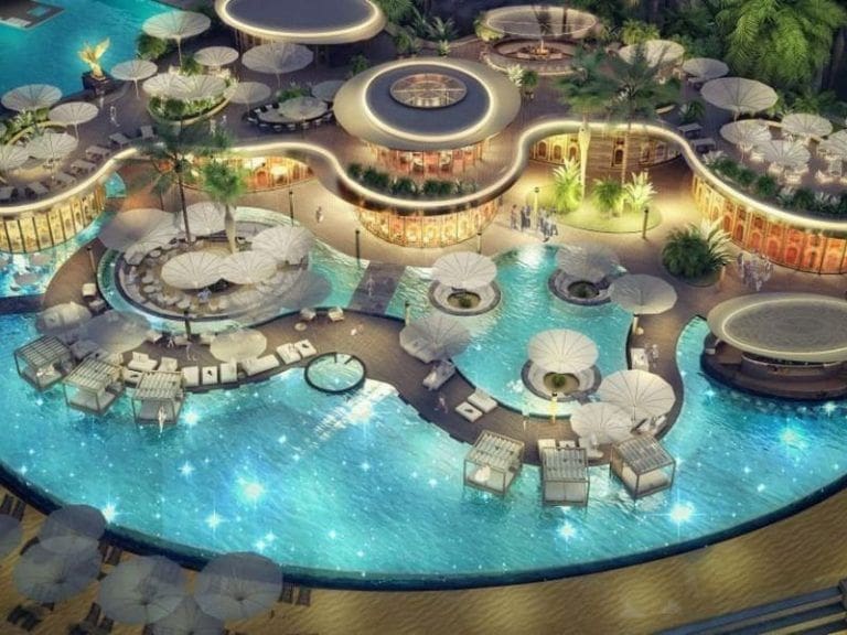 the heart of europe community pool aerial view