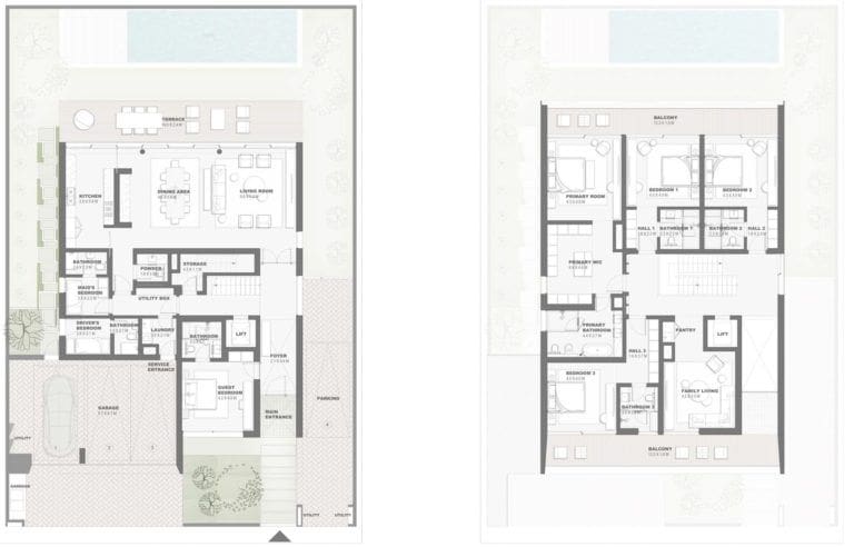 5 bedroom villa floor plan at bay villas in dubai islands