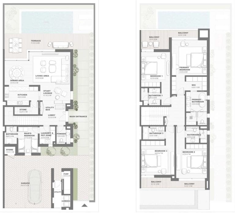 4 bedroom villa floor plans at bay villas in dubai islands