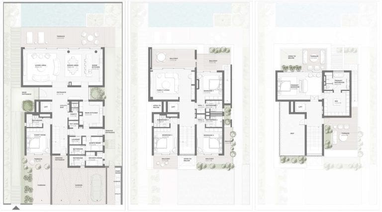 5 bedroom waterfront villa floor plan type 2 at bay villas in dubai islands