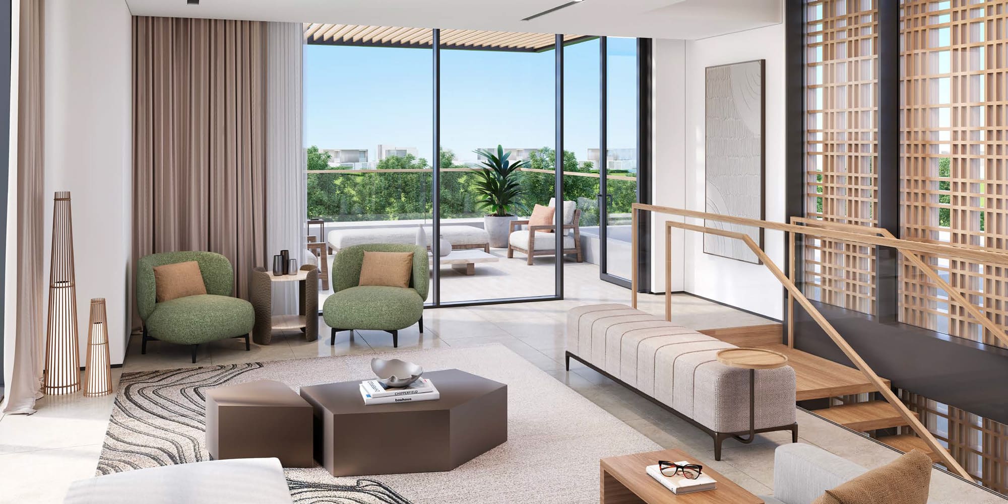 the acres villa interior sitting room with balcony