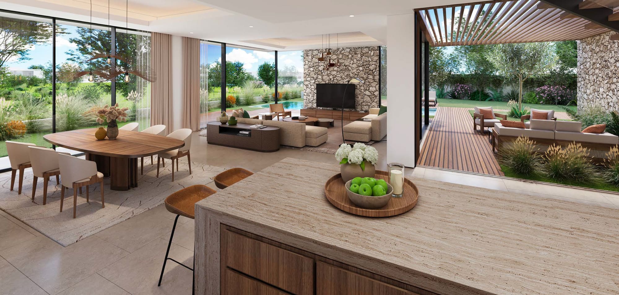 the acres by meraas dining room with living room interior