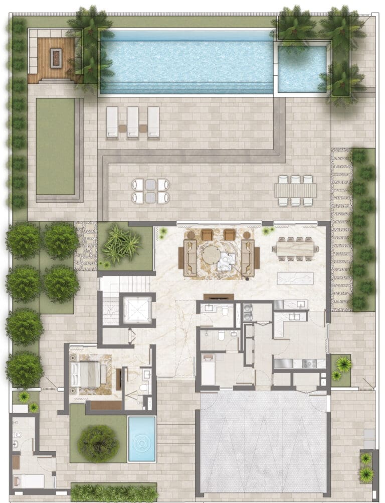 4 bedroom contemporary villa ground floor plan in palmiera 3 at the oasis