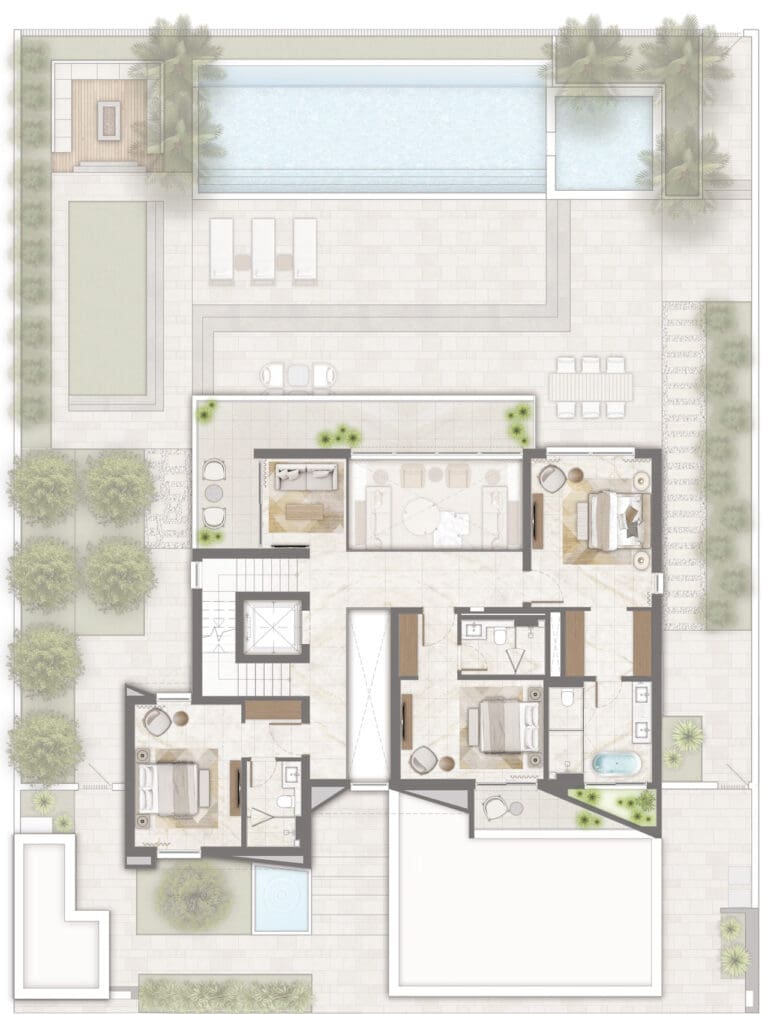 4 bedroom chamfer villa first floor plan in palmiera 3 at the oasis by emaar