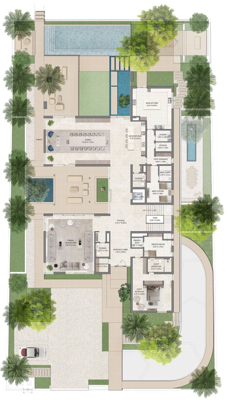6 bedroom mansion ground floor plan at lavita by emaar