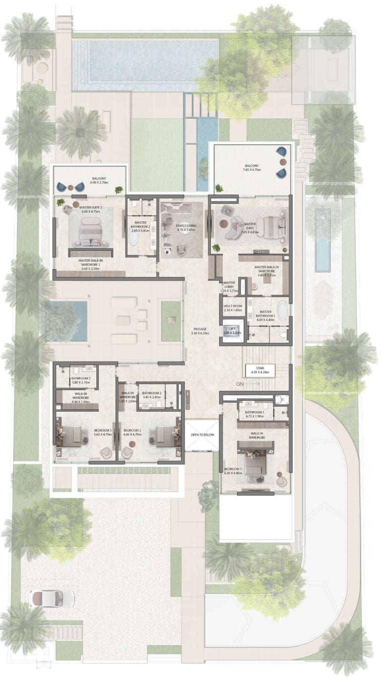 6 bedroom mansion 1st floor plan at lavita in the oasis by emaar