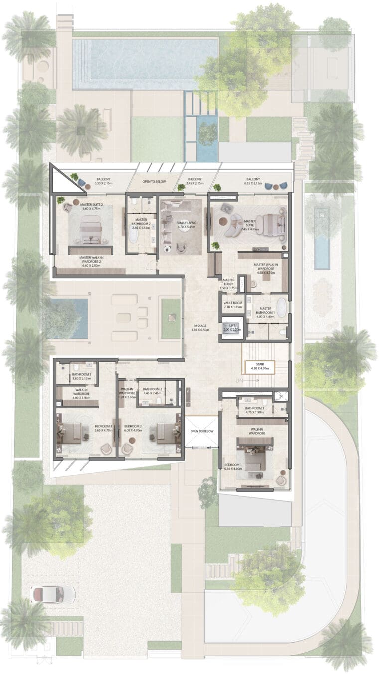 6 bedroom mansion at lavita by emaar - 1st floor plan