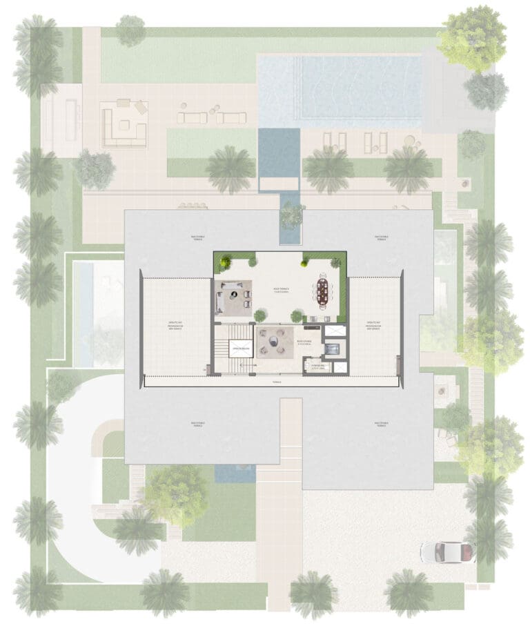 roof floor plan in 7 bedroom mansion in lavita by emaar in the oasis