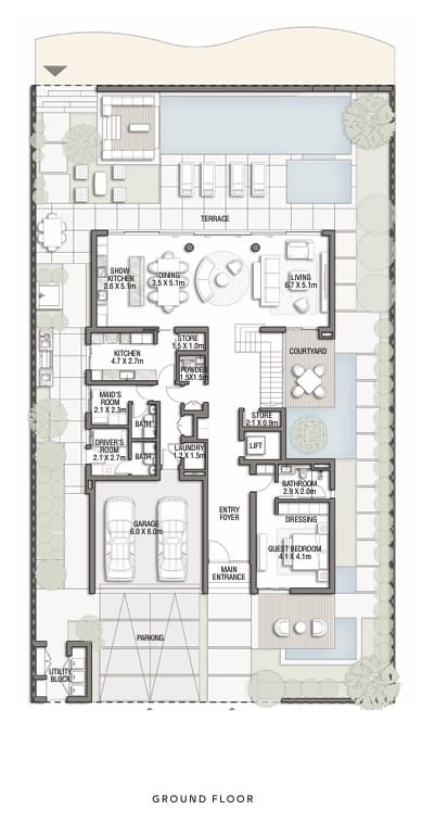 blue horizon 6-bedroom villa floor plan in palm jebel ali
