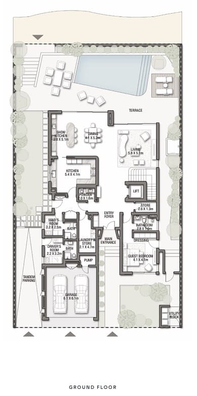 Crystal Springs 5-bedroom villa floor plan in palm jebel ali
