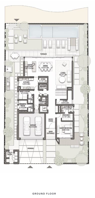 Cyan Sky 6-bedroom villa floor plan in palm jebel ali