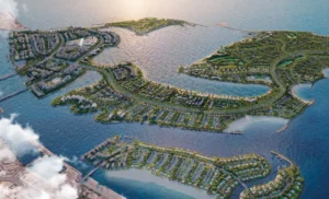 aerial view of dubai islands masterplan