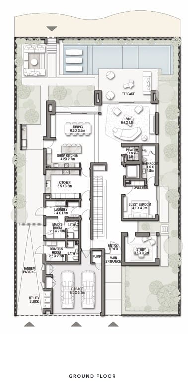 Ocean Whisper 6-bedroom villa floor plan in palm jebel ali