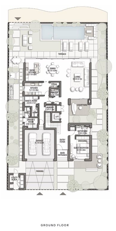 Pacific Breeze 6-bedroom villa floor plan in palm jebel ali