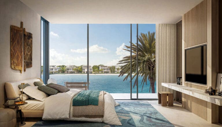 palm jebel ali villa bedroom interior