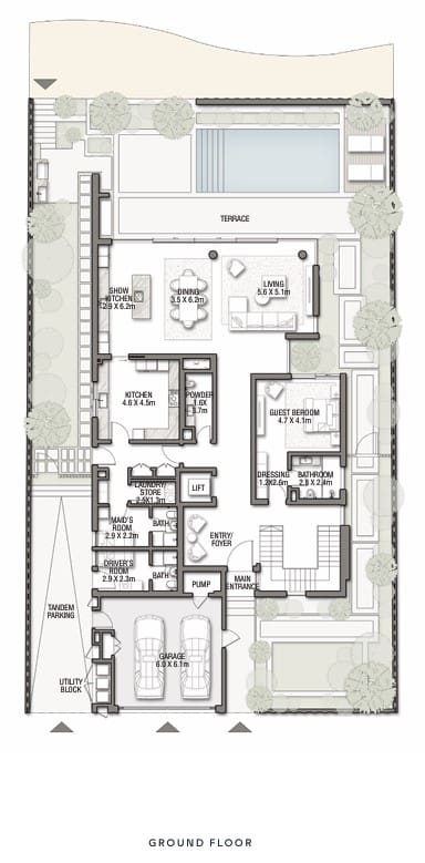 Wafe Crest 5-bedroom villa floor plan in palm jebel ali