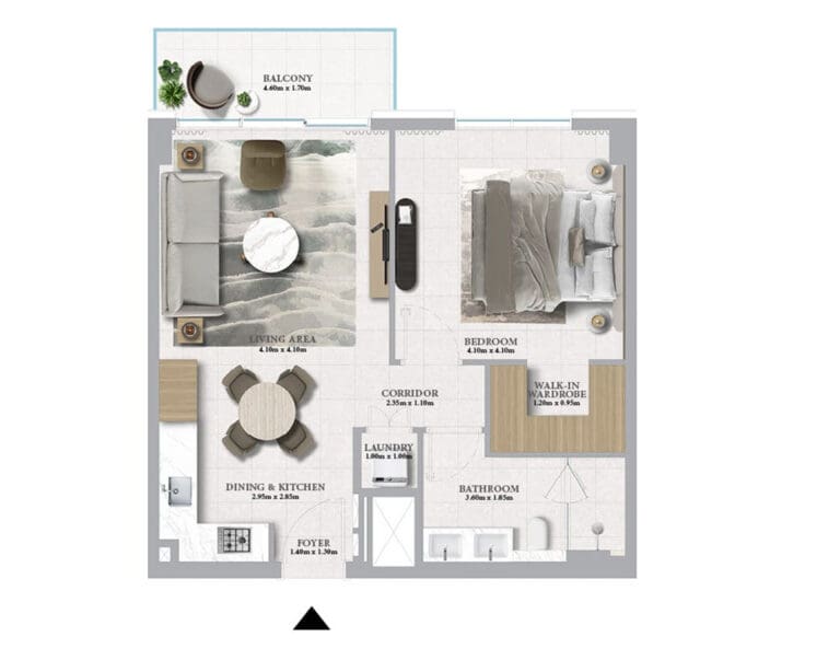 1 bedroom apartment floor plan in marina place by emaar