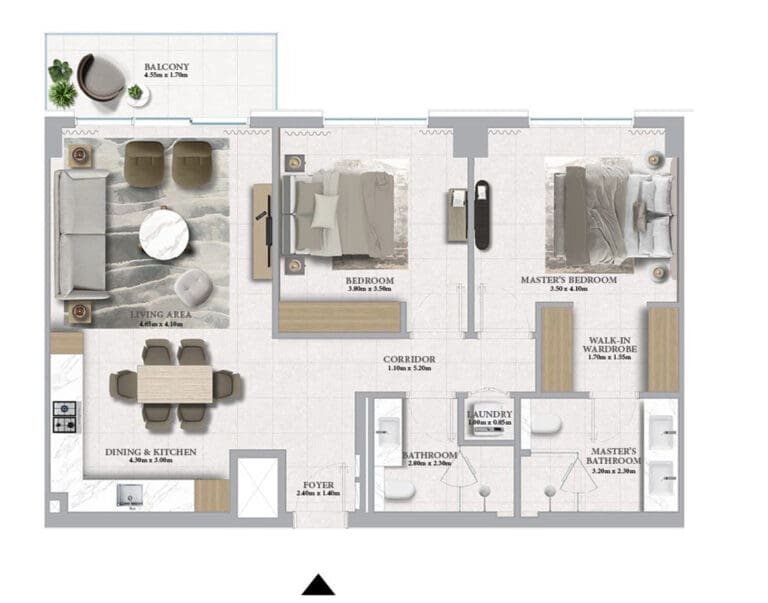 2 bedroom apartment floor plan in marina place by emaar