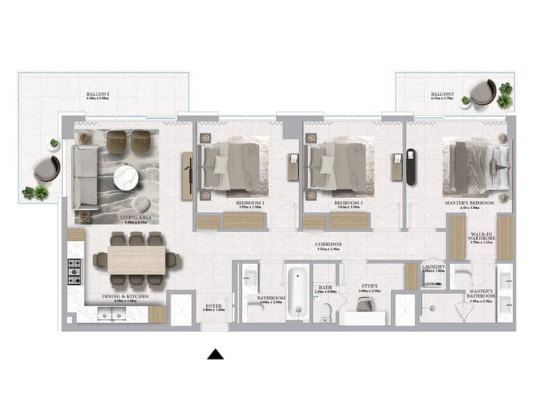 3 bedroom apartment in marina place floor plan