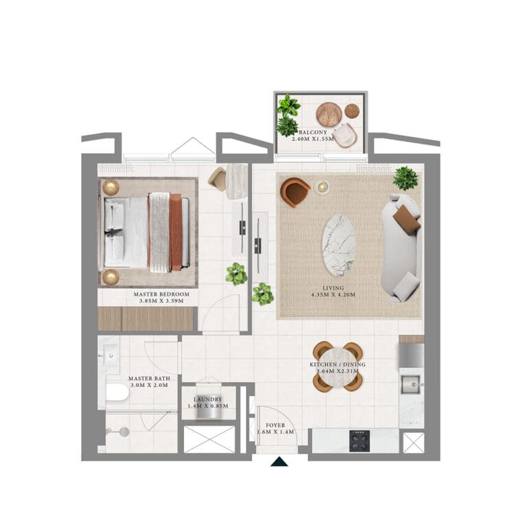 1 bedroom apartment in hillsedge at dubai hills estate floor plan