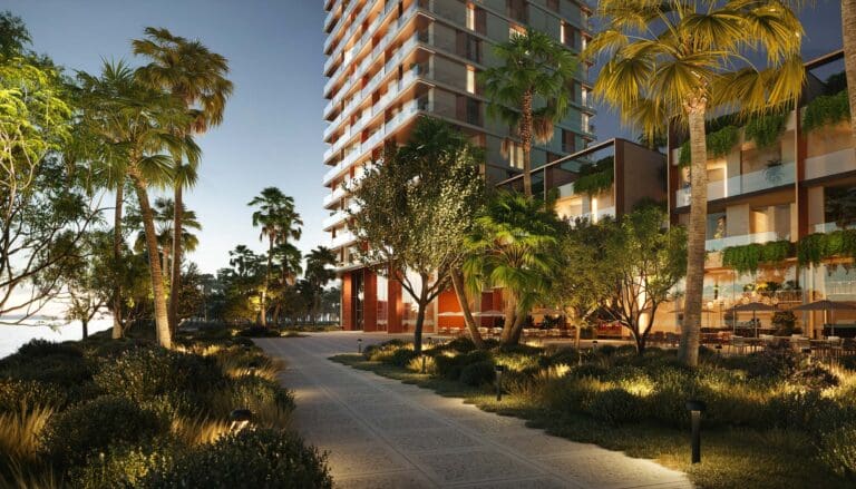 orise by beyond main entrance walkway with restaurants