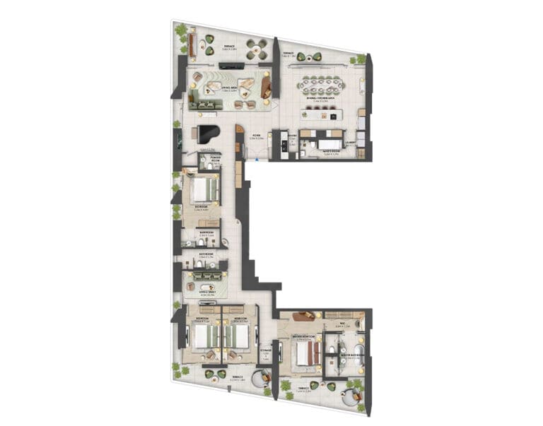 orise by beyond luxury 4 bedroom penthouse floor plan