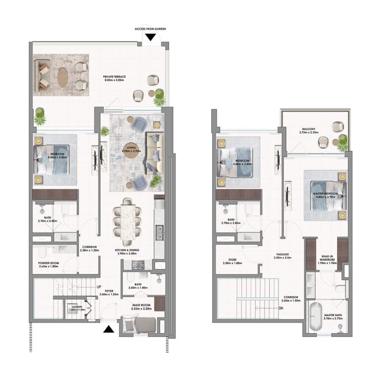 3 bedroom townhouse floor plan at golf acres in emaar south