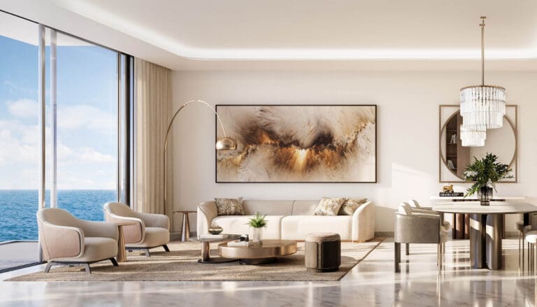 trump tower jeddah living room with dining room interior setup