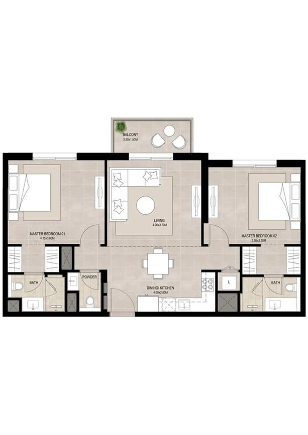 ellison in town square 2 bedroom apartment floor plan