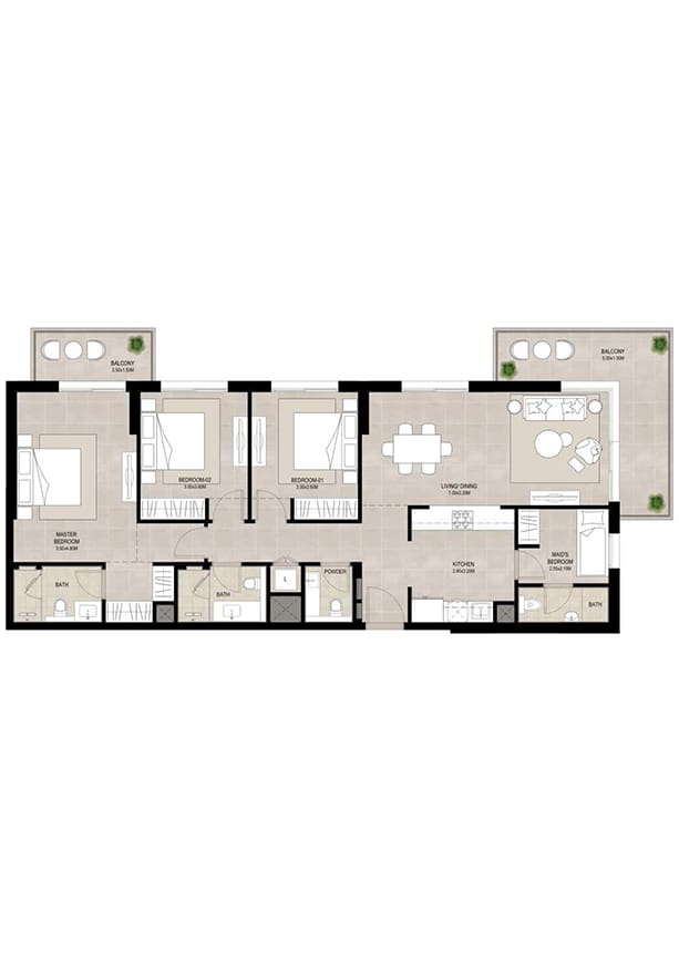 ellison in town square 3 bedroom apartment floor plan