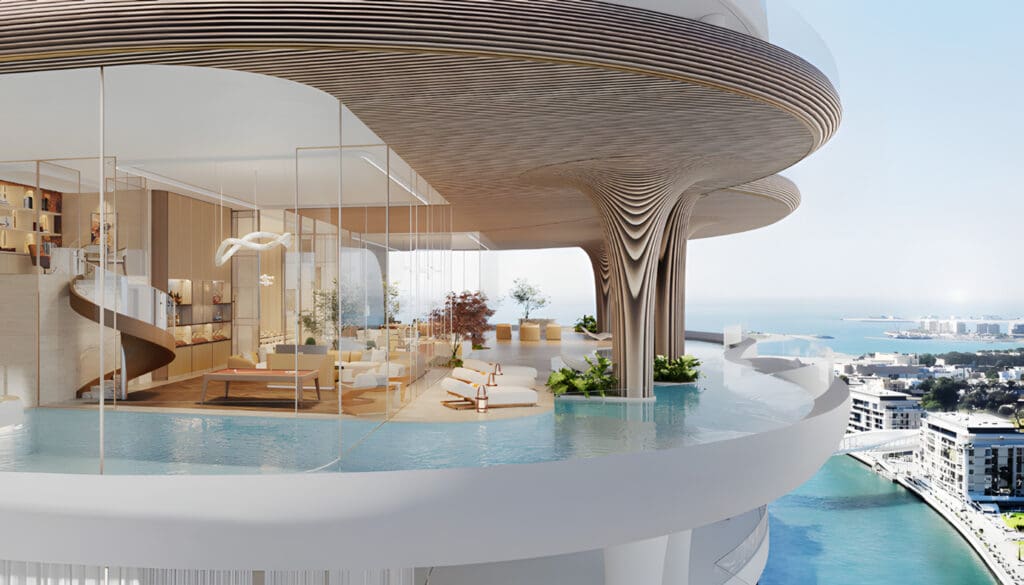 one casa view of sky mansion with private swimming pool and interior