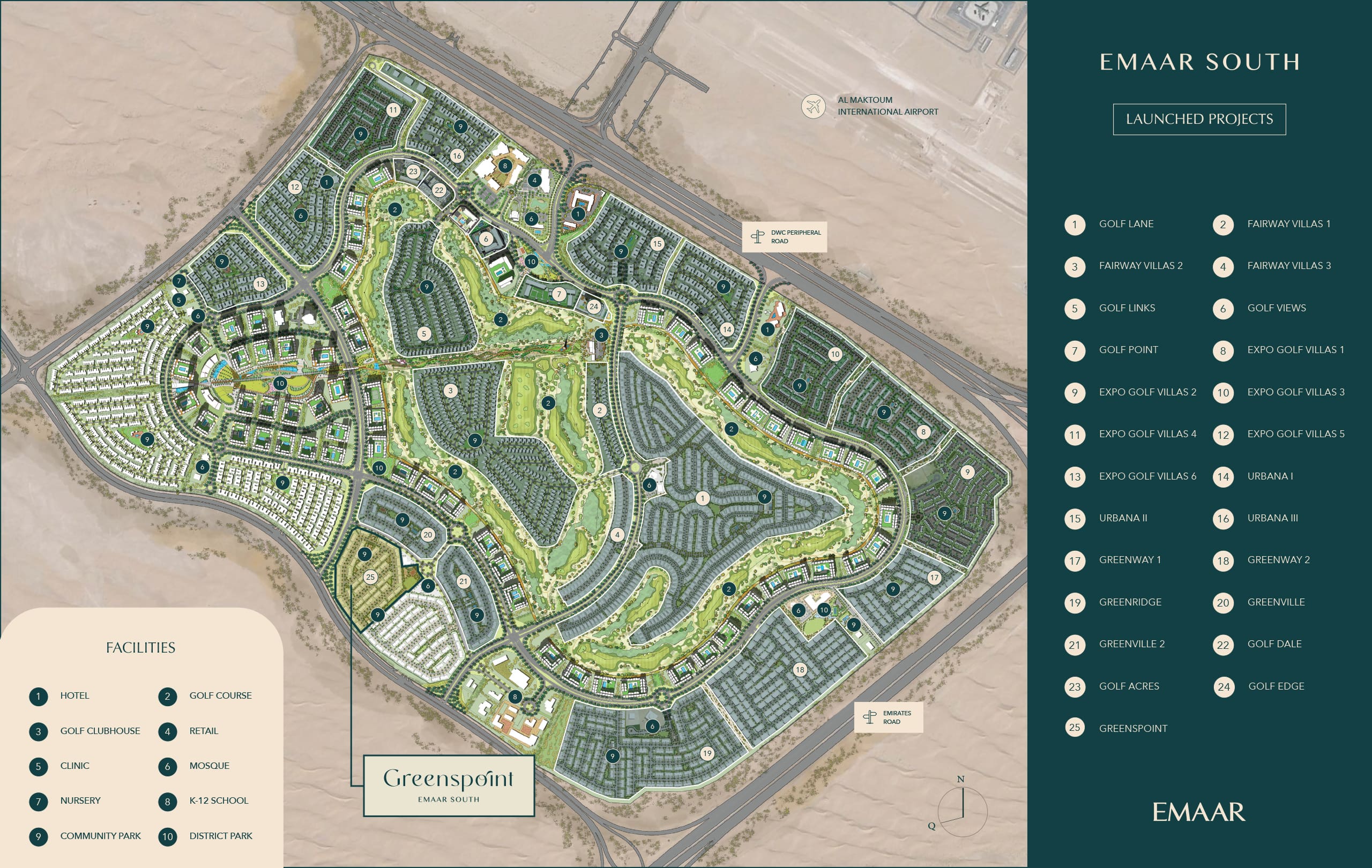 emaar south masterplan by emaar properties showing greenspoint location on the map
