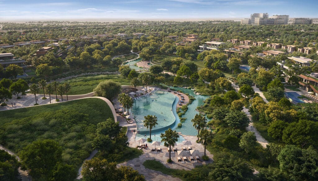 the wilds by aldar aerial view of lush greenery