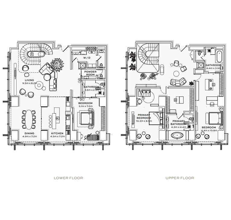 burj azizi 3 bedroom penthouse floor plan