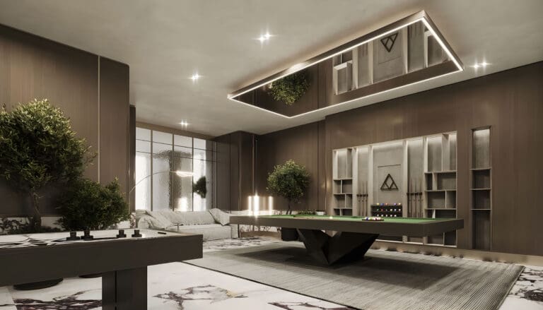 luxury interiors with billiards room