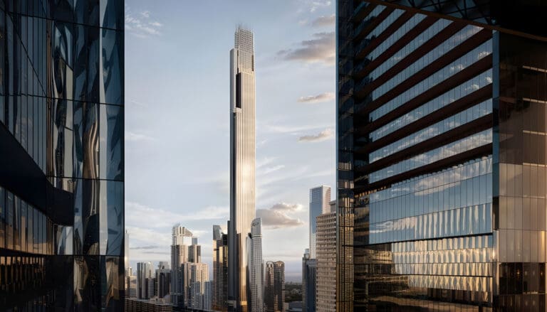 burj azizi among surrounding buildings