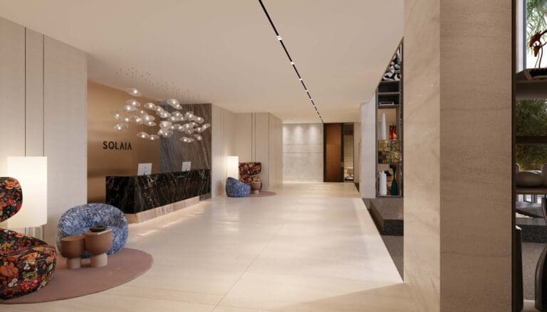 main entrance reception at olaia residences