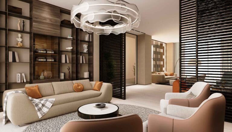 luxury livinr room interior at olaia residences