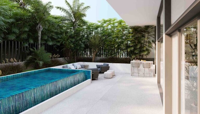 private swimming pool on terrace of olaia residences apartment